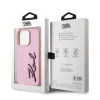 Karl Lagerfeld Wrinkled PU Signature Logo tok, iPhone 15 Pro - rózsaszín