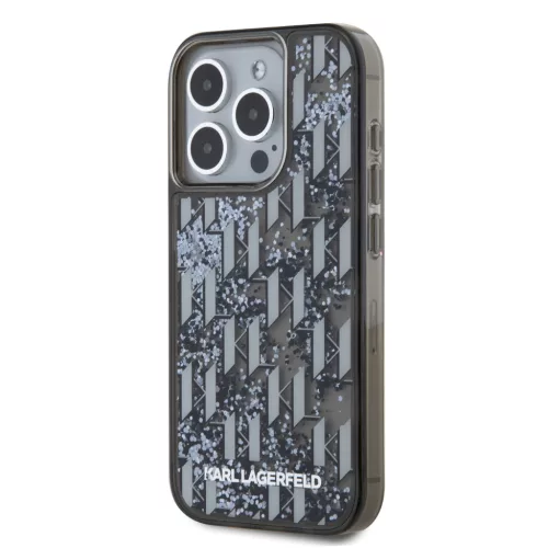 Karl Lagerfeld Liquid Glitter Monogram Gradient iPhone 15 Pro Max tok – fekete