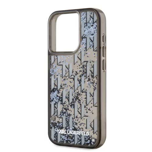 Karl Lagerfeld Liquid Glitter Monogram Gradient iPhone 15 Pro Max tok – fekete
