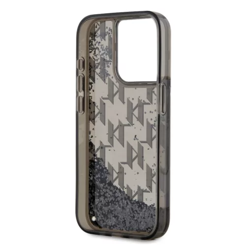 Karl Lagerfeld Liquid Glitter Monogram Gradient iPhone 15 Pro Max tok – fekete