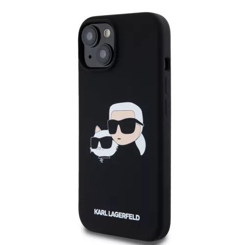 Karl Lagerfeld Liquid Silicone Double Heads MagSafe iPhone 15 Pro Max tok – fekete