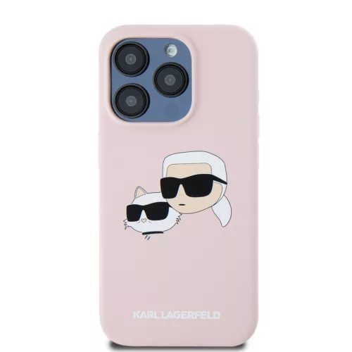 Karl Lagerfeld Liquid Silicone Double Heads MagSafe iPhone 15 Pro Max tok – rózsaszín