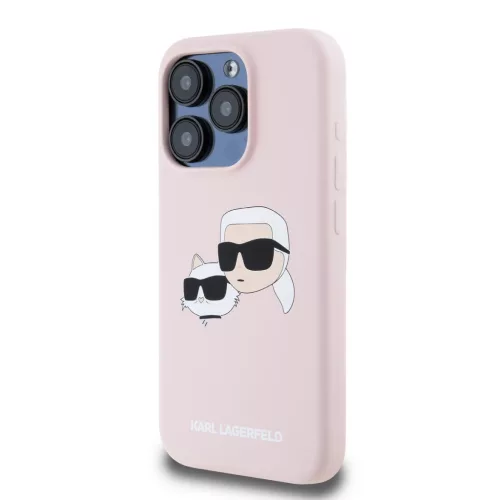 Karl Lagerfeld Liquid Silicone Double Heads MagSafe iPhone 15 Pro Max tok – rózsaszín