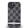DKNY PU Leather Checkered Pattern and Stripe tok, iPhone 13 - fekete