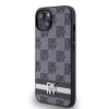 DKNY PU Leather Checkered Pattern and Stripe tok, iPhone 13 - fekete