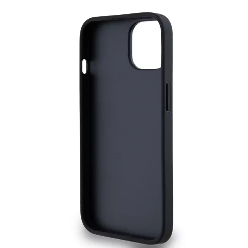 DKNY PU Leather Checkered Pattern and Stripe tok, iPhone 14 - fekete