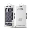 DKNY PU Leather Checkered Pattern and Stripe tok, iPhone 14 - fekete