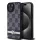 DKNY PU Leather Checkered Pattern and Stripe tok, iPhone 15 - fekete