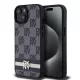 DKNY PU Leather Checkered Pattern and Stripe tok, iPhone 15 - fekete