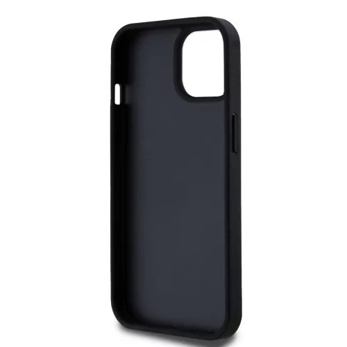 DKNY PU Leather Checkered Pattern and Stripe tok, iPhone 15 - fekete