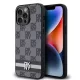 DKNY PU Leather Checkered Pattern and Stripe tok, iPhone 15 Pro Max - fekete