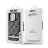 DKNY PU Leather Checkered Pattern and Stripe tok, iPhone 15 Pro Max - fekete