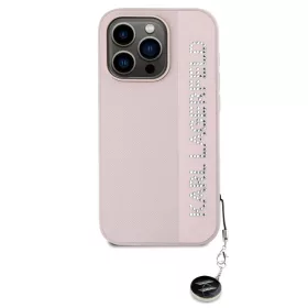   Karl Lagerfeld PU Saffiano Rhinestone Charm tok, iPhone 15 Pro Max - rózsaszín