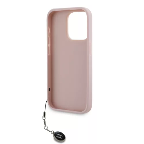 Karl Lagerfeld PU Saffiano Rhinestone Charm tok, iPhone 15 Pro Max - rózsaszín