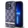 DKNY PU Leather Checkered Pattern and Stripe tok, iPhone 15 Pro - kék