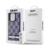 DKNY PU Leather Checkered Pattern and Stripe tok, iPhone 15 Pro - kék