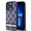 DKNY PU Leather Checkered Pattern and Stripe tok, iPhone 15 Pro Max - kék
