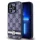 DKNY PU Leather Checkered Pattern and Stripe tok, iPhone 15 Pro Max - kék