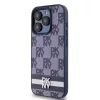 DKNY PU Leather Checkered Pattern and Stripe tok, iPhone 15 Pro Max - kék