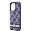 DKNY PU Leather Checkered Pattern and Stripe tok, iPhone 15 Pro Max - kék