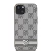 DKNY PU Leather Checkered Pattern and Stripe tok, iPhone 13 - bézs