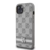 DKNY PU Leather Checkered Pattern and Stripe tok, iPhone 13 - bézs