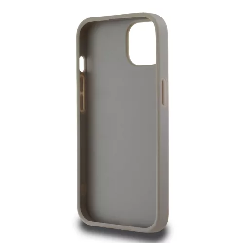 DKNY PU Leather Checkered Pattern and Stripe tok, iPhone 13 - bézs