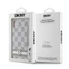 DKNY PU Leather Checkered Pattern and Stripe tok, iPhone 13 - bézs