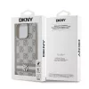 DKNY PU Leather Checkered Pattern and Stripe tok, iPhone 13 Pro - bézs