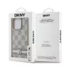 DKNY PU Leather Checkered Pattern and Stripe tok, iPhone 13 Pro Max - bézs