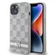 DKNY PU Leather Checkered Pattern and Stripe tok, iPhone 14 - bézs