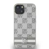 DKNY PU Leather Checkered Pattern and Stripe tok, iPhone 14 - bézs