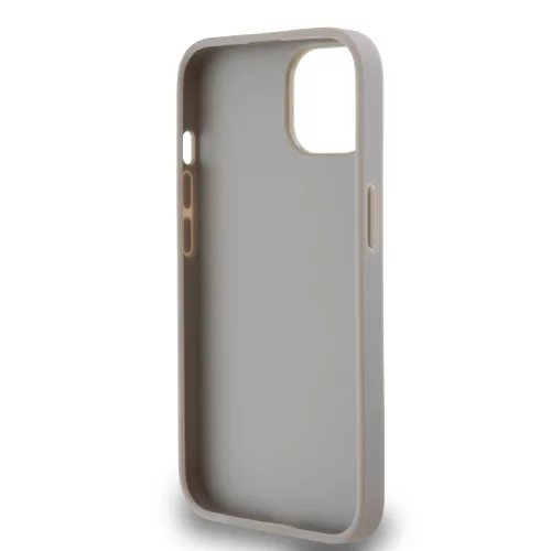 DKNY PU Leather Checkered Pattern and Stripe tok, iPhone 14 - bézs
