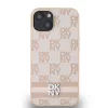 DKNY PU Leather Checkered Pattern and Stripe tok, iPhone 13 - rózsaszín