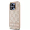 DKNY PU Leather Checkered Pattern and Stripe tok, iPhone 14 Pro - rózsaszín