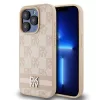DKNY PU Leather Checkered Pattern and Stripe tok, iPhone 14 Pro Max - rózsaszín