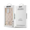 DKNY PU Leather Checkered Pattern and Stripe tok, iPhone 14 Pro Max - rózsaszín