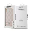 DKNY PU Leather Checkered Pattern and Stripe tok, iPhone 15 - rózsaszín