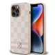 DKNY PU Leather Checkered Pattern and Stripe tok, iPhone 15 Pro Max - rózsaszín