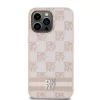 DKNY PU Leather Checkered Pattern and Stripe tok, iPhone 15 Pro Max - rózsaszín