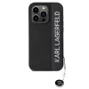 Karl Lagerfeld PU Saffiano Rhinestone Charm tok, iPhone 15 Pro - fekete