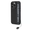 Karl Lagerfeld PU Saffiano Rhinestone Charm tok, iPhone 15 Pro - fekete