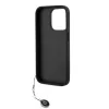 Karl Lagerfeld PU Saffiano Rhinestone Charm tok, iPhone 15 Pro - fekete