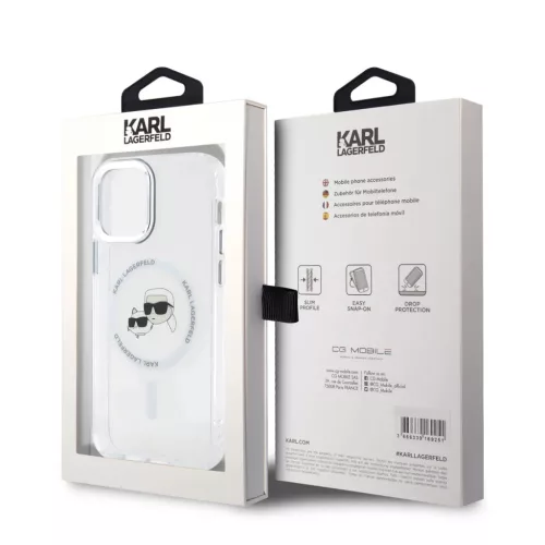 Karl Lagerfeld IML K&CH Heads Metal Frame MagSafe tok, iPhone 16 Pro Max Transparent
