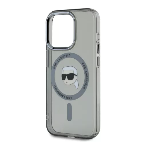 Karl Lagerfeld IML Karl Head Metal Frame MagSafe iPhone 15 Pro Max tok – fekete
