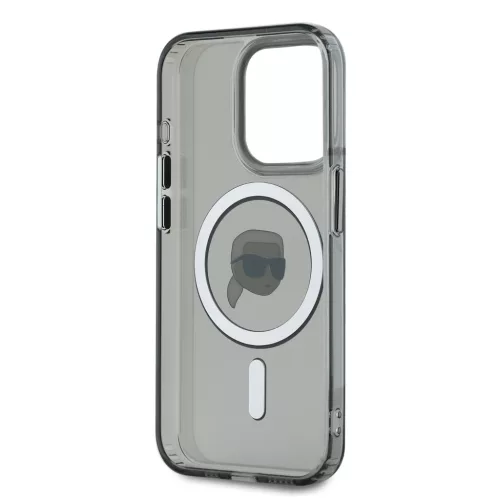 Karl Lagerfeld IML Karl Head Metal Frame MagSafe iPhone 15 Pro Max tok – fekete