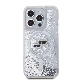   Karl Lagerfeld Liquid Glitter Karl and Choupette Heads MagSafe iPhone 15 Pro Max tok – átlátszó