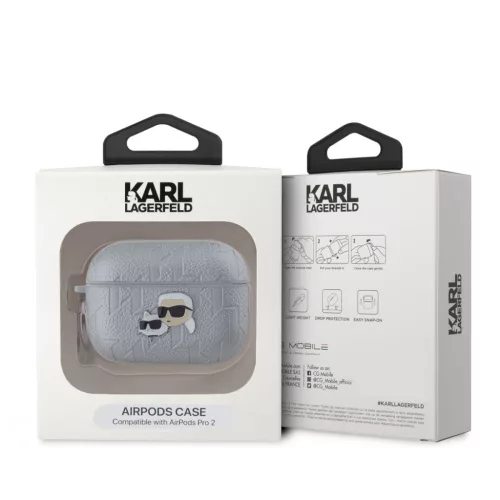 Karl Lagerfeld PU Embossed Karl and Choupette Heads tok, Airpods Pro 2 - ezüst - 