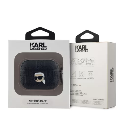 Karl Lagerfeld PU Embossed Karl Head tok, Airpods Pro - fekete