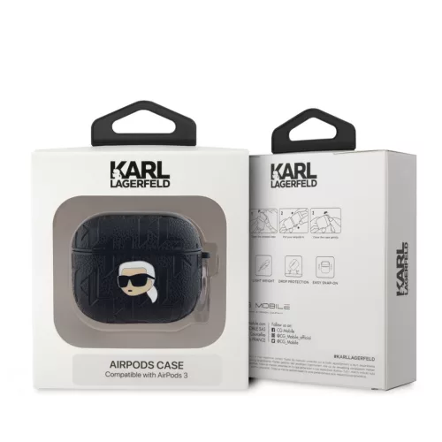 Karl Lagerfeld PU Embossed Karl Head tok, Airpods 3 - fekete